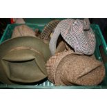 MENS ACCESSORIES - 3 boxes of men's accessories to include hats, gloves, ties and handkerchiefs.