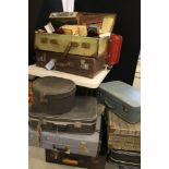 VINTAGE LUGGAGE - a collection of 1930s luggage to include leather toilet sets, 5 cases,