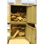 PRINTING BLOCKS - 2 steel square lockers containing over 100 printing blocks,