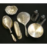 PART DRESSING TABLE SET - a Victorian (1899) part dressing table set in Birmingham silver,