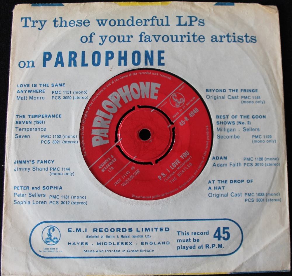 BEATLES LOVE ME DO RED PARLOPHONE - UK 7" single (45-R 4949) in Ex to Ex+ condition with a couple - Image 2 of 2