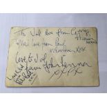 BEATLES AUTOGRAPHS - very attractive and early set of Beatles autographs from 1962 on the back of a