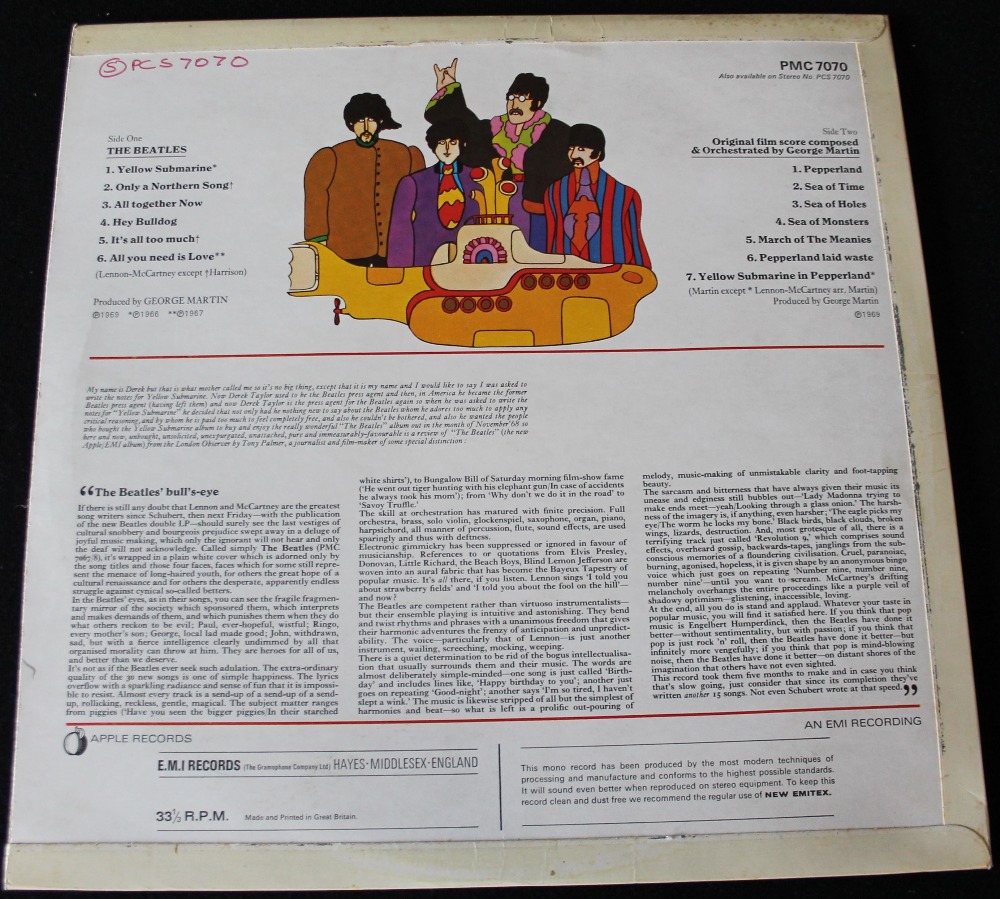 YELLOW SUBMARINE MONO FACTORY SAMPLE - Rare original 1969 mono LP with Factory Sample Not For Sale - Image 2 of 4