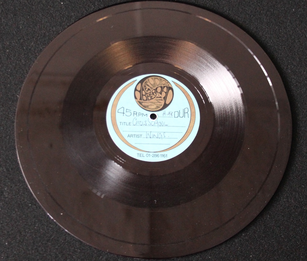 PAUL MCCARTNEY & WINGS - acetate recording of Girls School which was the B-side of Mull of Kintyre.