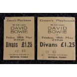 BOWIE TICKETS - two ticket stubs from Da