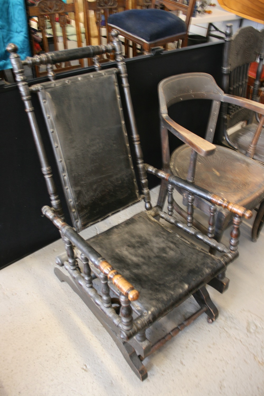 CHAIRS - 3 individual chairs to include a late Victorian - early Edwardian American rocking chair - Image 2 of 2