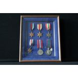 WW2 MEDALS - a collection of 6 framed WW2 medals to include the 1939-45 Star, the Africa Star,
