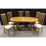 DINING TABLE & CHAIRS - an extending dining table including 6 matching tall back chairs upholstered