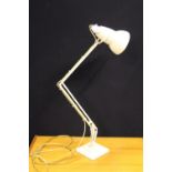 ANGLEPOISE LAMP - a cream anglepoise desk lamp with square stepped base marked 'Made in England by