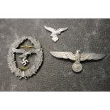 THIRD REICH BADGES - a collection of 3 Third Reich WW2 German badges.