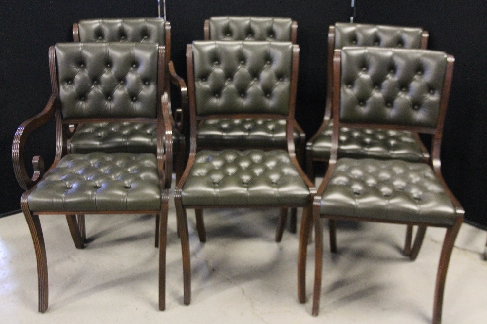 DINING ROOM CHAIRS - 6 matching dark wood chairs by Beresford & Hicks of England,