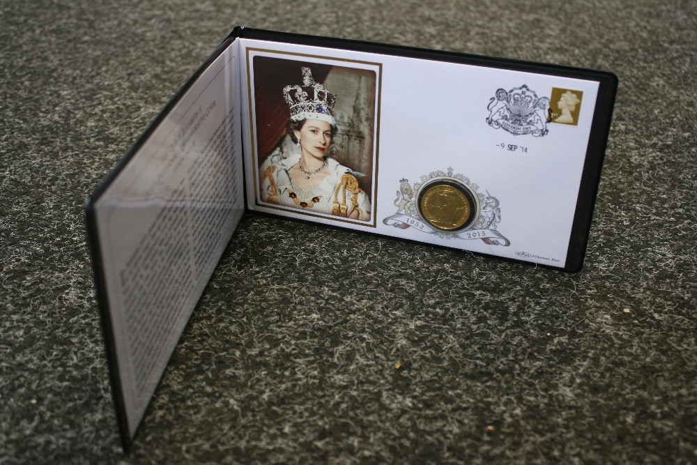 BRITANNIA COMMEMORATIVE COVER - The Queen Elizabeth II gold Britannia commemorative cover issued by