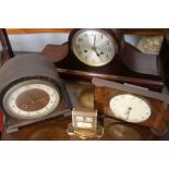 CLOCKS - 3 mantle clocks to include a Smiths mechanical clock with key, a J.E.