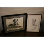 POLLYANNA PICKERING - a Pollyanna Pickering signed print of a black labrador and a print of a