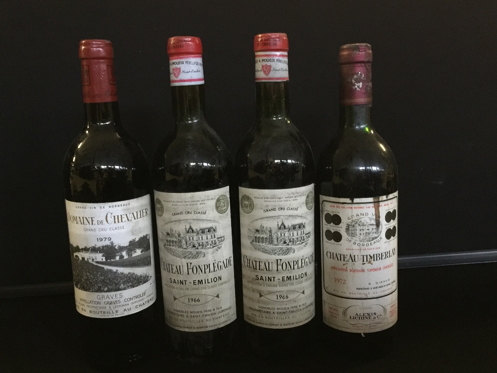 FRENCH - mixed lot of 4 bottles to include 2 x 1966 Chateau Fonplegade Saint-Emilion,