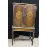 CABINET - a vintage wooden cabinet with back panel featuring the decoration 'Electrola Victor
