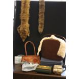 LADIES ACCESSORIES - a ladies accessories lot to include fur stoles, leather travel cases (2),