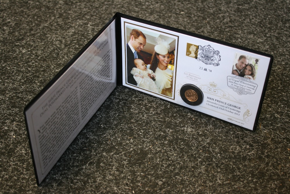 PRINCE GEORGE PRESENTATION COVER - The HRH Prince George of Cambridge 1st birthday dual postmarked