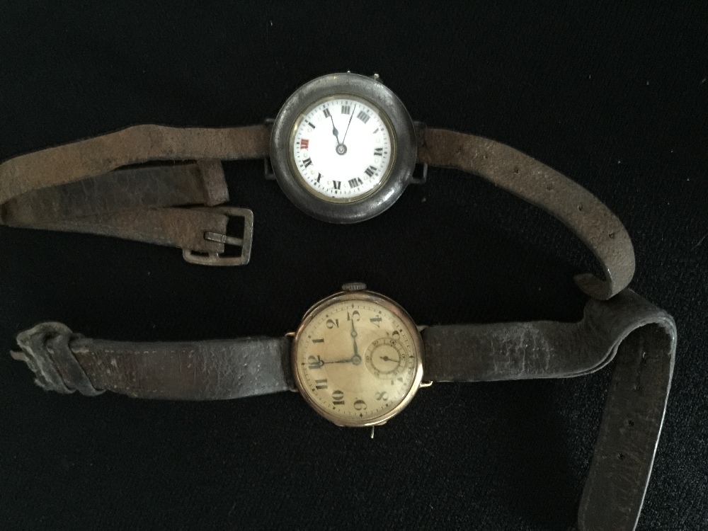 9ct GOLD BREGUET WATCH - marked Breguet HSPG and a Swiss made trench watch.