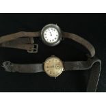 9ct GOLD BREGUET WATCH - marked Breguet HSPG and a Swiss made trench watch.