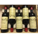 BORDEAUX - five bottles of 1969 Chateau Quinsac Grand Cru de Bordeaux (generally mid shoulder).