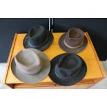 MENS HATS - 4 mens hats to include 2 by Dunn and Co, Attaboy and 'The Polo'.