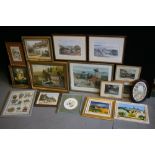 FRAMED PICTURES - a collection of framed pictures (oil, embroidery,