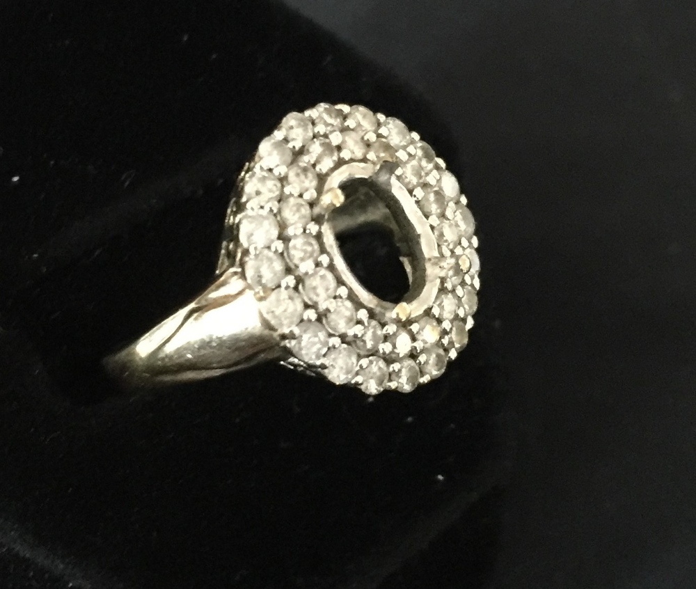 9CT DIAMOND RING - mount encrusted with 36 small diamonds but missing central stone. - Image 3 of 3