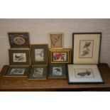 CASH'S SILKS - 6 framed silk and rayon woven bird pictures,
