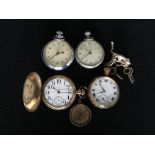 POCKET WATCHES - collection of five pocket watches to include a 9ct gold ladies fob watch (working