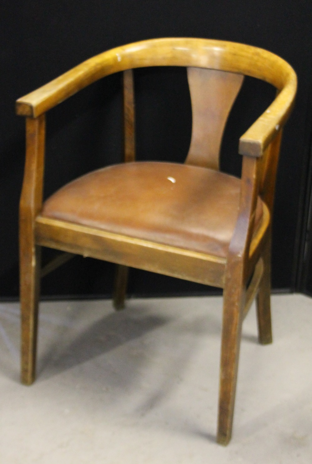 RETRO WOODEN CHAIR - a retro wooden chair with a leather seat by Withy Grove Stores, Manchester.