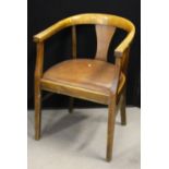 RETRO WOODEN CHAIR - a retro wooden chair with a leather seat by Withy Grove Stores, Manchester.