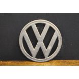VW AUTOMOTIVE EMBLEM - an original metal Volkswagon emblem, from an original Volkswagon camper van.
