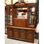 SIDEBOARD AND DISPLAY CABINET - a cherrywood sideboard with glass display cabinet.