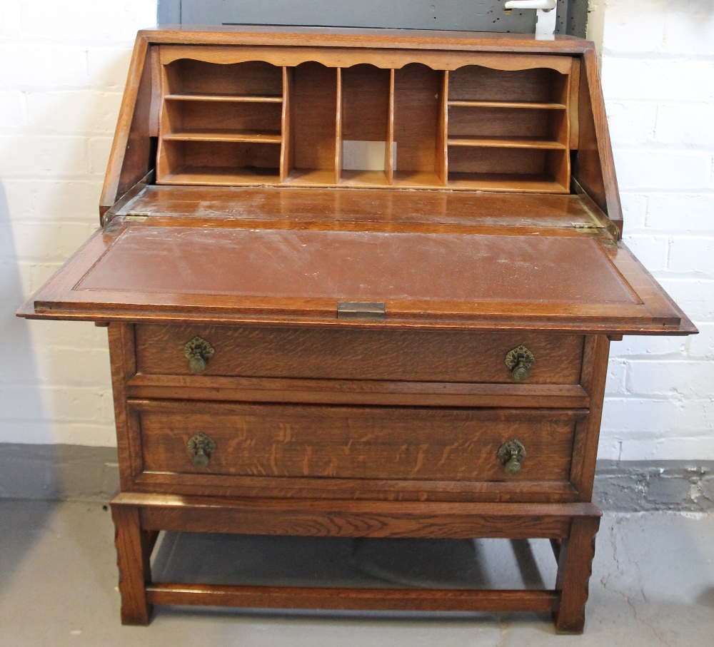 BUREAU - a solid wood bureau, - Image 2 of 2