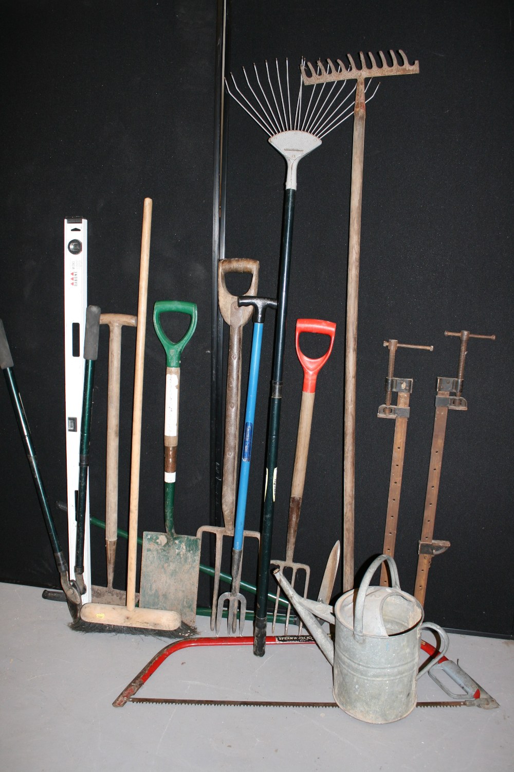 GARDENING - a selection of manual gardening tools to include a galvanised watering can,