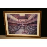 JUNE MENDOZA - a framed limited edition print of The House of Commons in 1986 by artist June