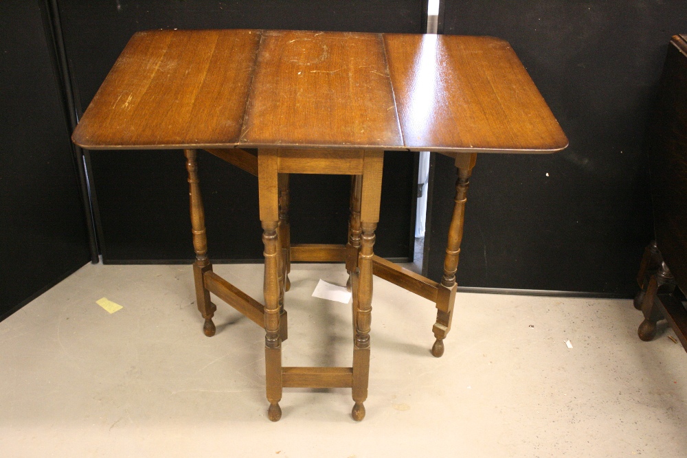 CHAIRS & TABLES - a pair of dark wood chairs and two gate legged tables, one with scalloped edging. - Image 3 of 4