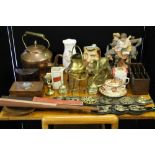 CERAMICS & BRASSWARE - a collection of ceramics, brassware and glass to include a brass shire horse,