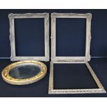 PICTURE/MIRROR FRAMES - 4 frames of various sizes to include a round frame with glass at 18"