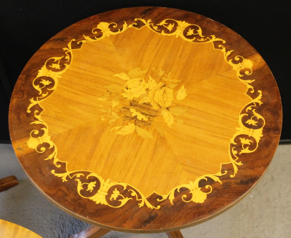 SIDE TABLES - a selection of three round side tables to include two with matching floral design at - Image 3 of 3