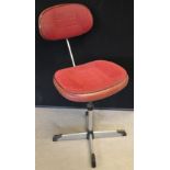 OFFICE CHAIR - a metal office chair in retro red fabric.