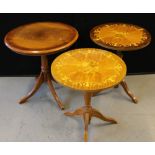 SIDE TABLES - a selection of three round side tables to include two with matching floral design at