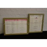 ELVIS MENUS - 2 framed souvenir menus from the Las Vegas International Hotel to include a