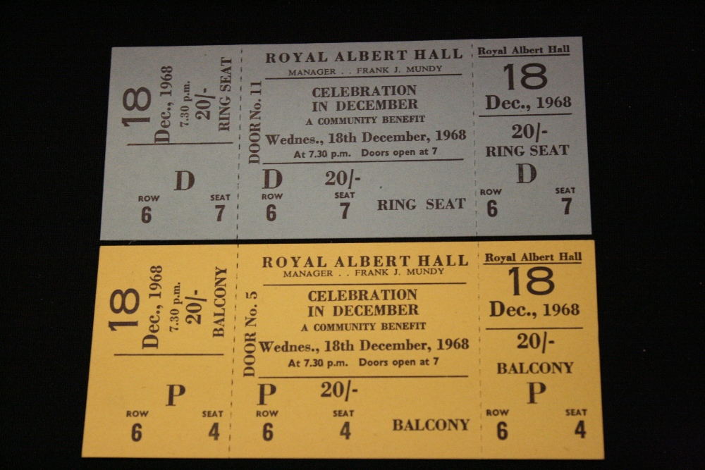 BEATLES UNUSED TICKETS - 2 complete Beatles tickets for John Lennon and Yoko Ono's 'Alchemical