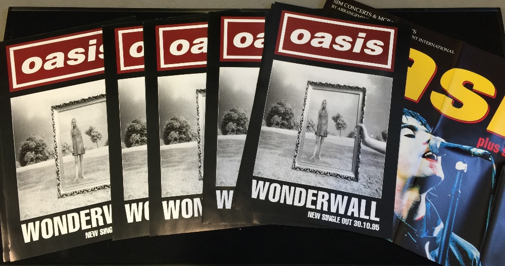 OASIS - 25 original promotional posters for "Wonderwall" single plus a large Oasis at Knebworth