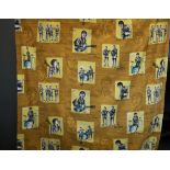 THE BEATLES - pair of original Beatles curtains in gold, yellow and turquoise from the 60's.