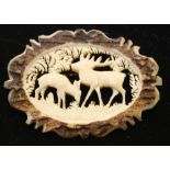 DEER BROOCH - a vintage carved bone broo