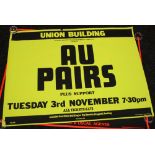CONCERT POSTERS - a selection of 3 x 80's New Wave concert posters to include Au Pairs at Reading