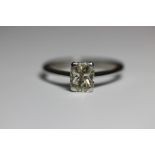 DIAMOND SOLITAIRE RING - large and beautiful radiant/emerald cut diamond solitaire (approx 1.